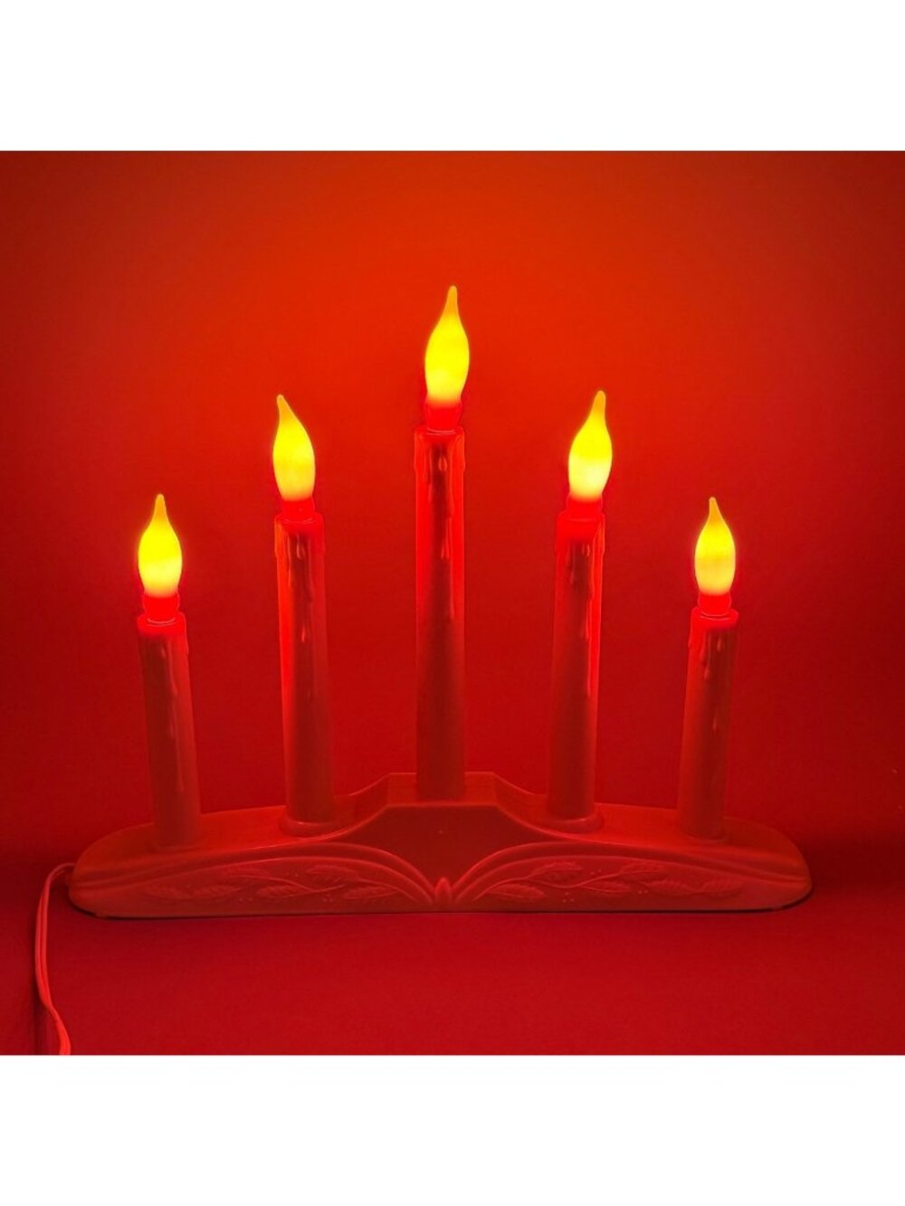 Vintage Christmas 5-Light Electric Window Drip Style Candle Candolier & Bulbs -B